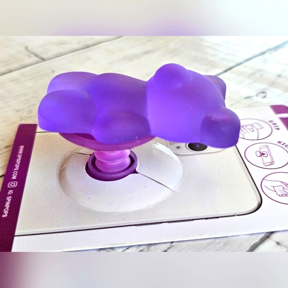 Spinpop Fidget Purple Pink Matte Teddy Gummy Bear Popsocket Shine Shifting - Picture 7 of 9